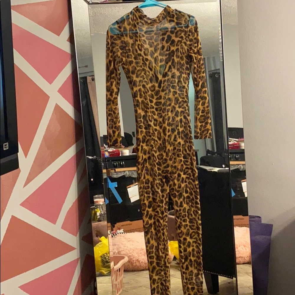 Sheer cheetah print bodysuit